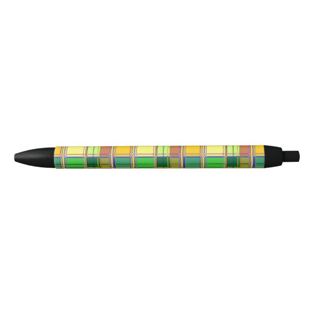 Caribbean Colorful Fabric Madras Tartan Black Ink Pen (Front)