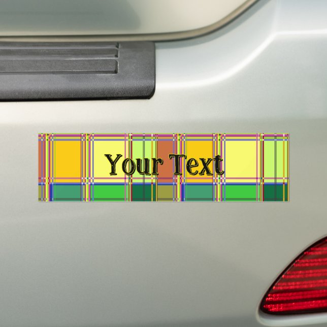 Caribbean Colorful Fabric Madras Tartan Bumper Sticker (On Car)
