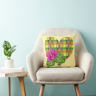 Caribbean Colorful Fabric Madras Tartan Cushion