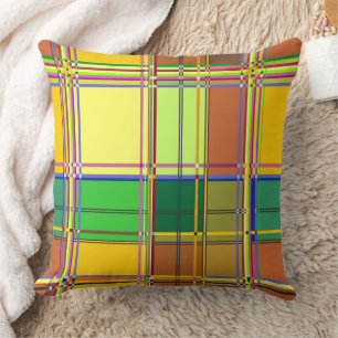 Caribbean Colorful Fabric Madras Tartan Cushion