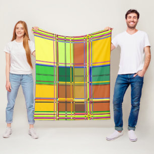 Caribbean Colorful Fabric Madras Tartan Fleece Blanket