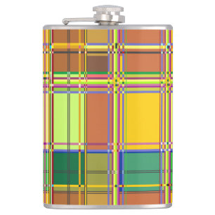 Caribbean Colorful Fabric Madras Tartan Hip Flask