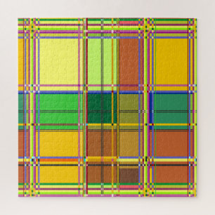 Caribbean Colorful Fabric Madras Tartan Jigsaw Puzzle