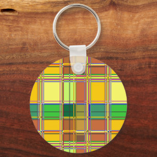 Caribbean Colorful Fabric Madras Tartan Key Ring