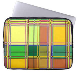 Caribbean Colorful Fabric Madras Tartan Laptop Sleeve