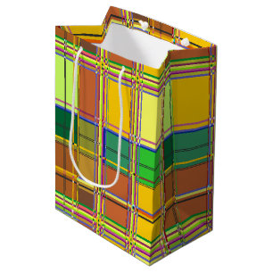 Caribbean Colorful Fabric Madras Tartan Medium Gift Bag
