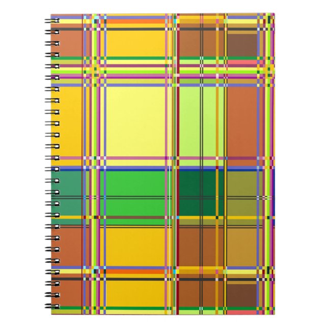 Caribbean Colorful Fabric Madras Tartan Notebook (Front)
