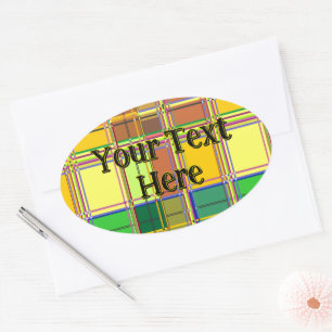Caribbean Colorful Fabric Madras Tartan Oval Sticker