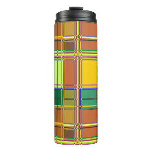 Caribbean Colorful Fabric Madras Tartan Thermal Tumbler