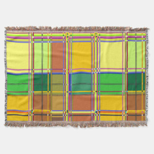 Caribbean Colorful Fabric Madras Tartan Throw Blanket