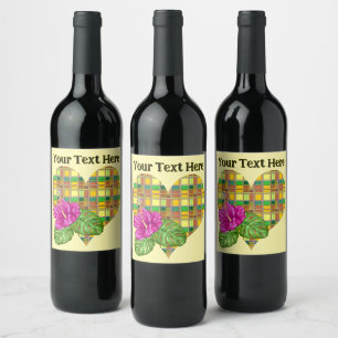 Caribbean Colorful Fabric Madras Tartan Wine Label
