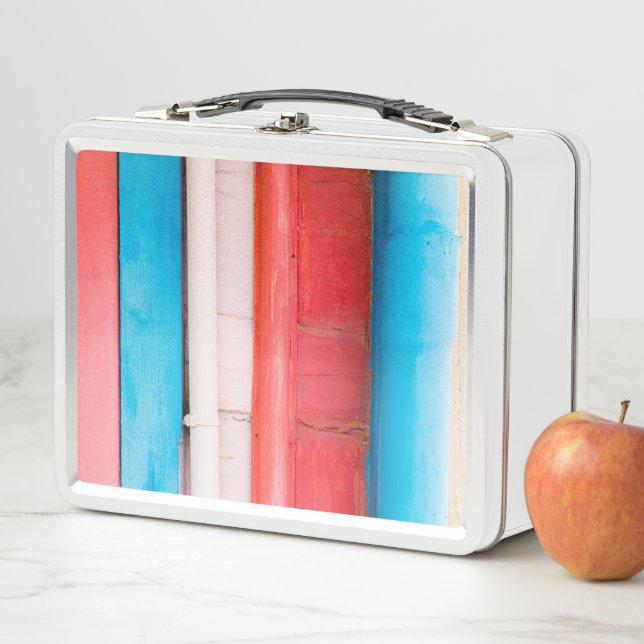 Caribbean colours - abstract metal lunch box (In Situ)