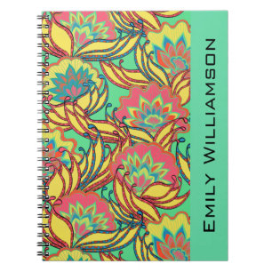 Caribbean Colours Boho Floral Personalised Notebook