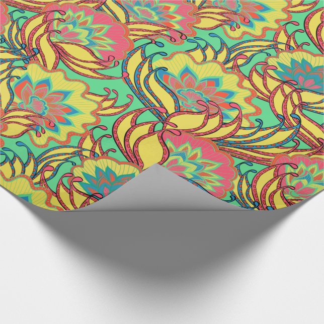 Caribbean Colours Boho Floral Wrapping Paper (Corner)
