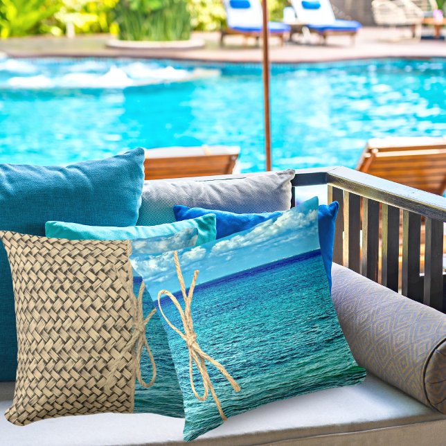 Caribbean Cozumel Blue Turquoise Ocean With Wicker Cushion (Creator Uploaded)