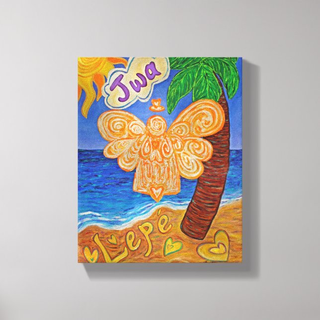 Caribbean Creole Angel Art Wrapped Canvas Painting (Front)