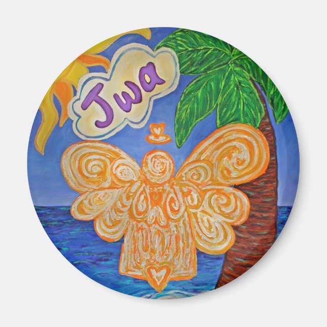 Caribbean Creole Beach Angel Custom Fridge Magnet (Front)