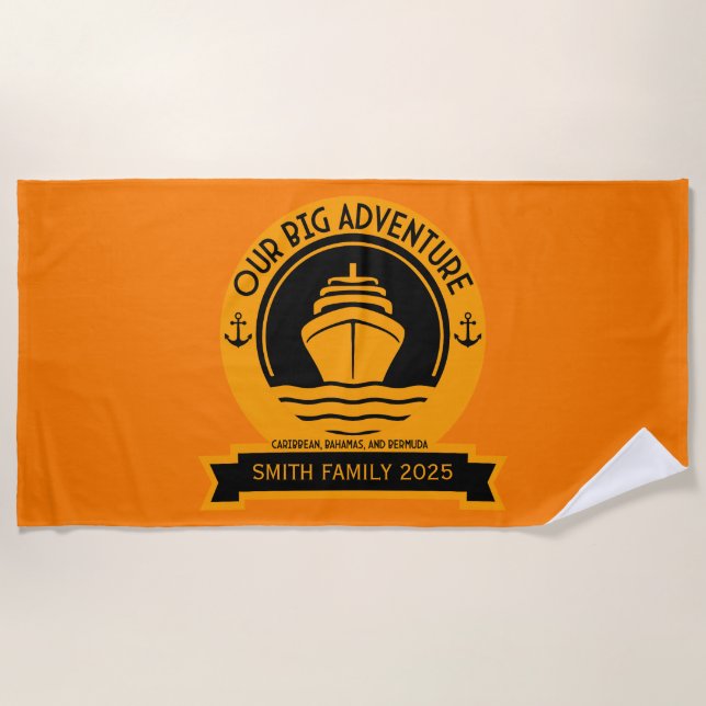 Caribbean Cruise Vacation Beach Towel (Front)