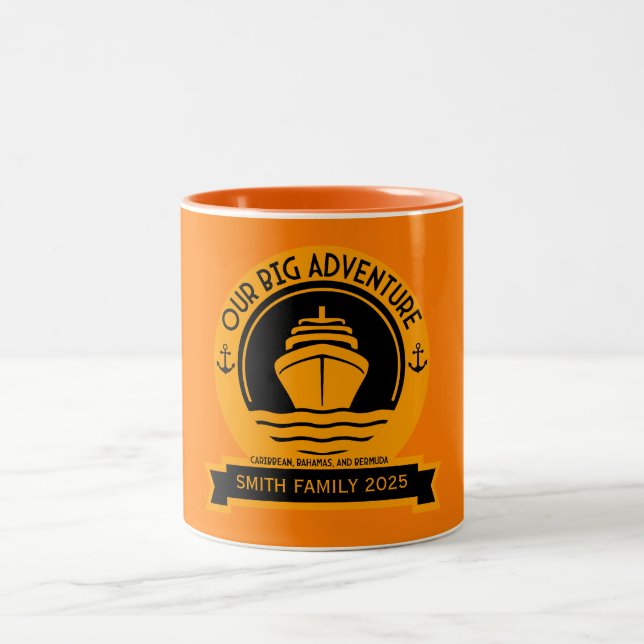 Caribbean Cruise Vacation Two-Tone Coffee Mug (Center)