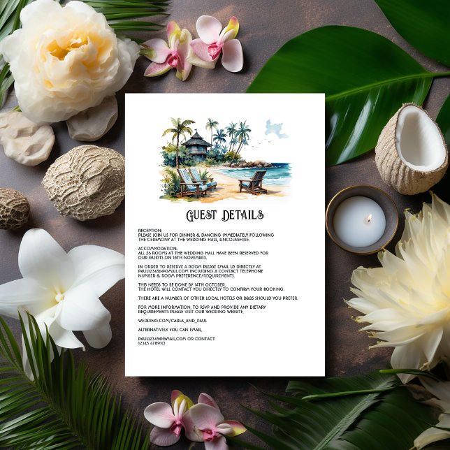 Caribbean Destination Wedding Guest Details Enclosure Card (Caribbean Wedding)