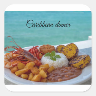 Caribbean dinner square sticker