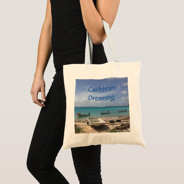 Caribbean Dreaming Bonaire Fishing Boats Ocean  Tote Bag (Front (Product))