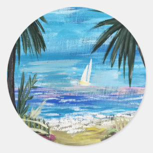 Caribbean Getaway Classic Round Sticker