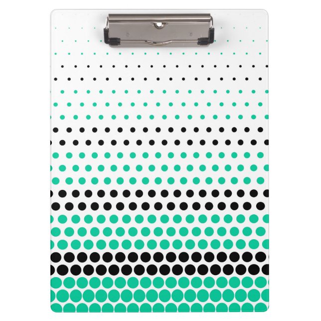 Caribbean Green and Black Polka Dot Clipboard (Front)
