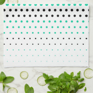 Caribbean Green and Black Polka Dot Tea Towel
