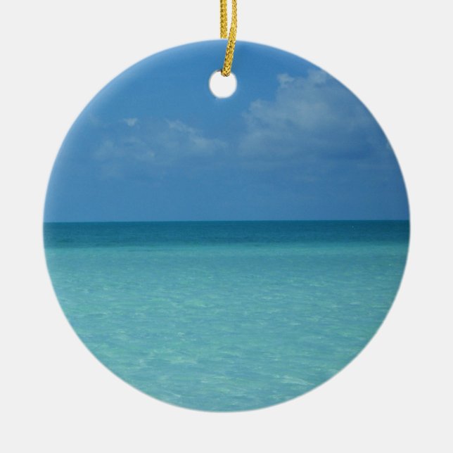 Caribbean Horizon Tropical Turquoise Blue Ceramic Tree Decoration (Front)
