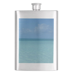 Caribbean Horizon Tropical Turquoise Blue Hip Flask