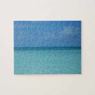 Caribbean Horizon Tropical Turquoise Blue Jigsaw Puzzle