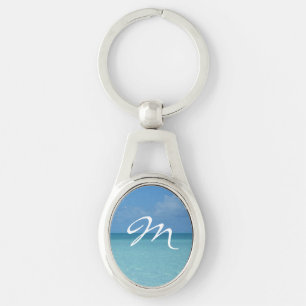 Caribbean Horizon Tropical Turquoise Blue Key Ring