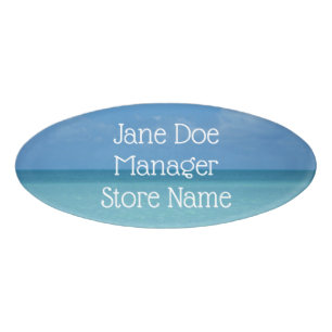 Caribbean Horizon Tropical Turquoise Blue Name Tag