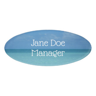 Caribbean Horizon Tropical Turquoise Blue Name Tag