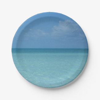 Caribbean Horizon Tropical Turquoise Blue Paper Plate