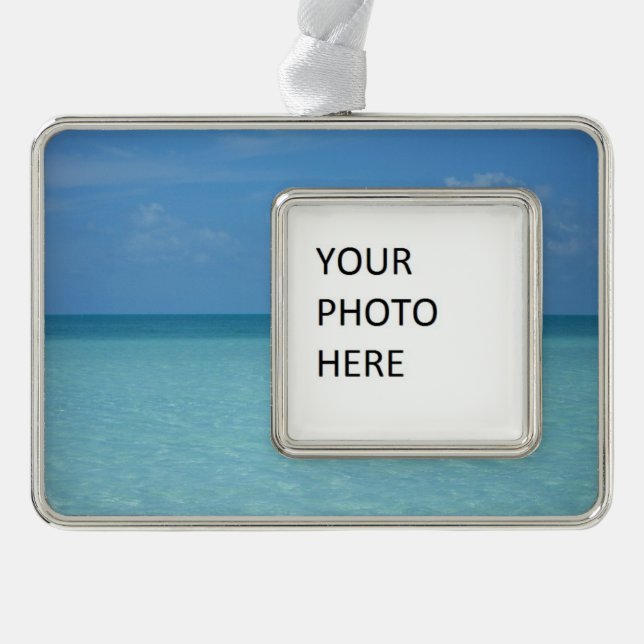 Caribbean Horizon Tropical Turquoise Blue Silver Plated Framed Ornament (Front)