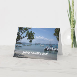 Caribbean Island Harbour with Beach Father's Day Card
