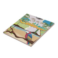 Caribbean Island Vintage retro travel poster