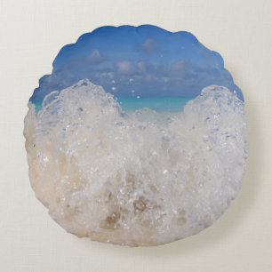 Caribbean Island Wave Love 1 Round Cushion