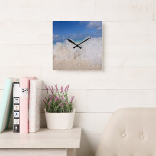 Caribbean Island Wave Love 2 Square Wall Clock