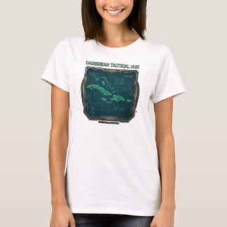 Caribbean Islands Sci-Fi HUD Tech Grid Map T-Shirt