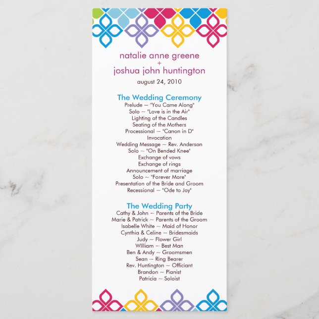 Caribbean Islands Wedding Program Photo Keepsake Programme (Front)