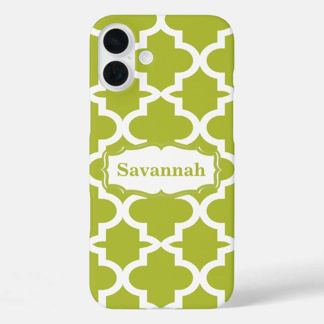 Caribbean Lime Green Moroccan Personalised iPhone Case-Mate iPhone Case (Back)
