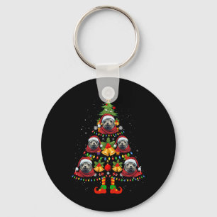 Caribbean Monk Seal Dog Santa Hat Christmas Tree X Key Ring
