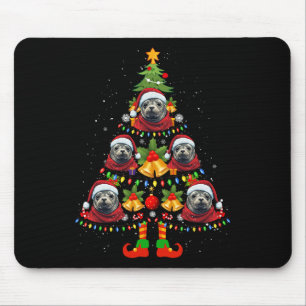Caribbean Monk Seal Dog Santa Hat Christmas Tree X Mouse Pad