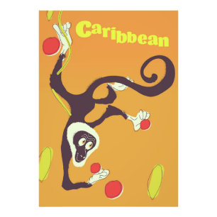 Caribbean Monkey Vintage style travel poster