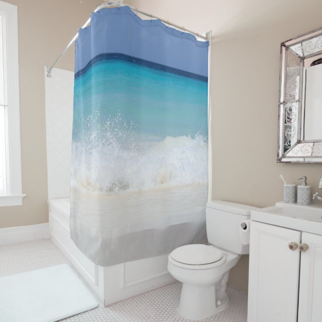 Caribbean Ocean Beach Dream 6 Shower Curtain (In Situ)