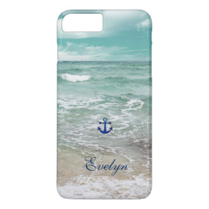 Caribbean Ocean Beach View Anchor Monogram Case-Mate iPhone Case