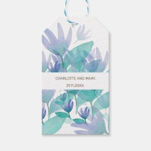 Caribbean Ocean Blue Green Watercolor Flowers Gift Tags